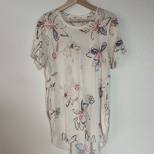 Aritzia Wilfred Capucine Women’s Floral Printed Beige Long Tunic Top Large